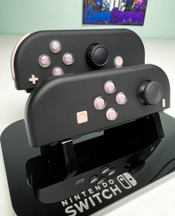 Soft Touch Black - Pink Hearts - Custom Joycons for the Nintend Switch - Image 3