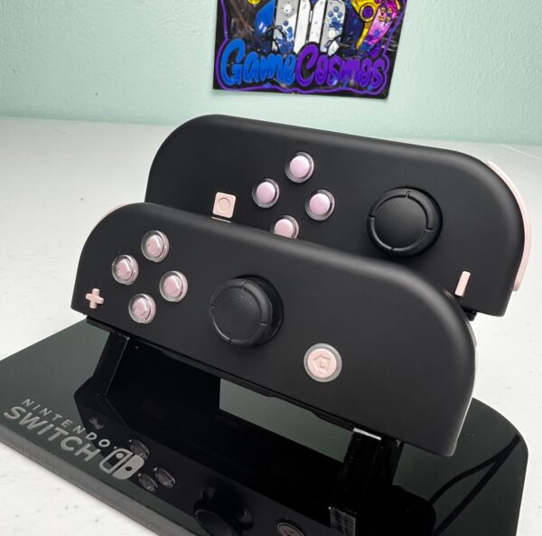 Soft Touch Black - Pink Hearts - Custom Joycons for the Nintend Switch - Image 4