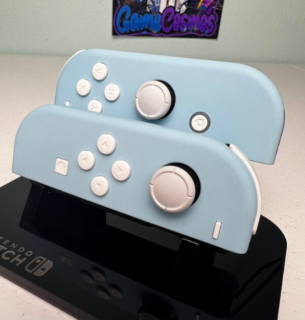 Soft Touch Heaven Blue - White Accents - Custom Joycons for the Nintend Switch - Image 4