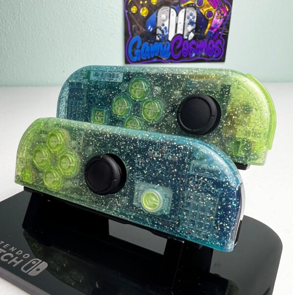 Two-Tone Glossy Glitter - Green & Blue - Custom Joycons for the Nintend Switch - Image 5
