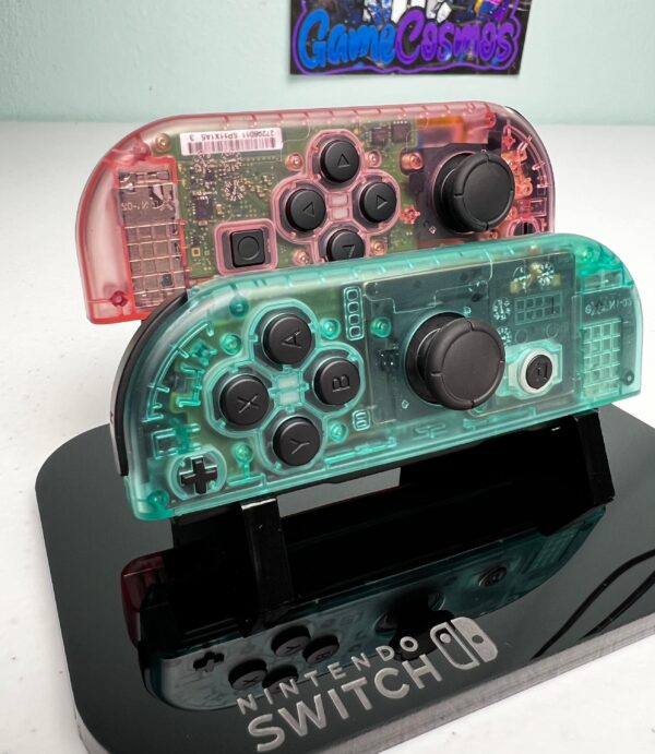 Clear Pink & Emerald - Black Accents - Custom Joycons for the Nintend Switch - Image 3