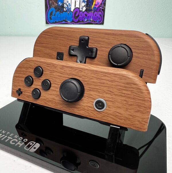Woodgrain Soft Touch - DPAD Black Accents - Custom Joycons for the Nintend Switch - Image 3