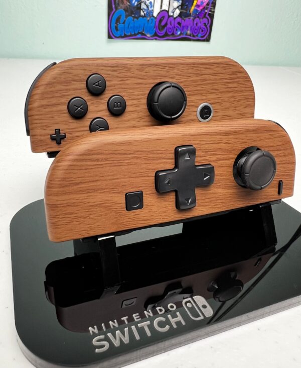 Woodgrain Soft Touch - DPAD Black Accents - Custom Joycons for the Nintend Switch - Image 4