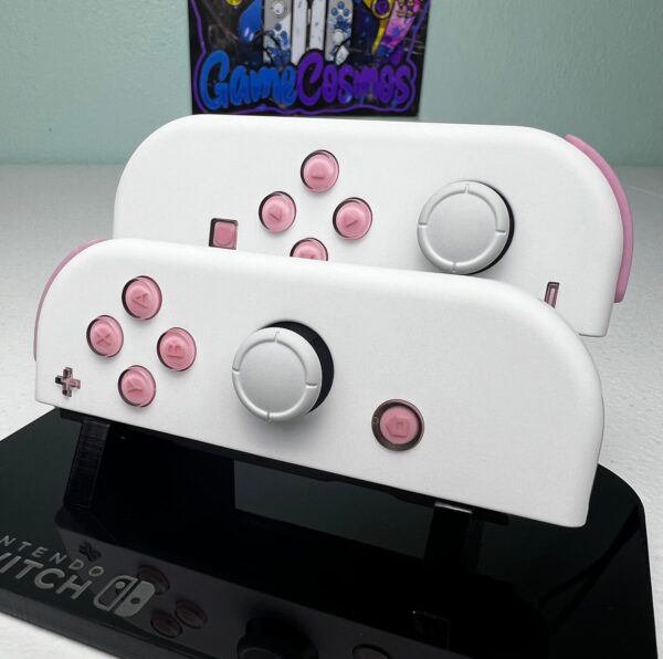 Soft Touch White - Pink Jelly Buttons - Custom Joycons for the Nintend Switch - Image 4