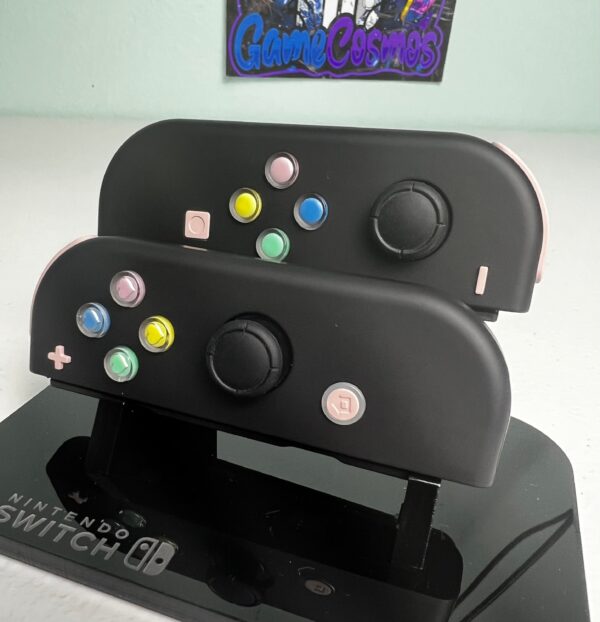 Soft Touch Black - Colorful Hearts - Custom Joycons for the Nintend Switch - Image 2