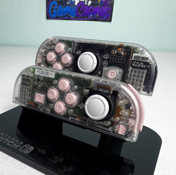 Transparent Clear - Pink Accents - Custom Joycons for the Nintend Switch - Image 4