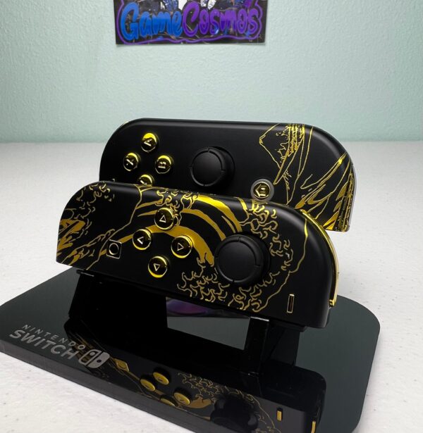 Black Wave Kanagawa - Gold Accents - Custom Joycons for the Nintend Switch - Image 5