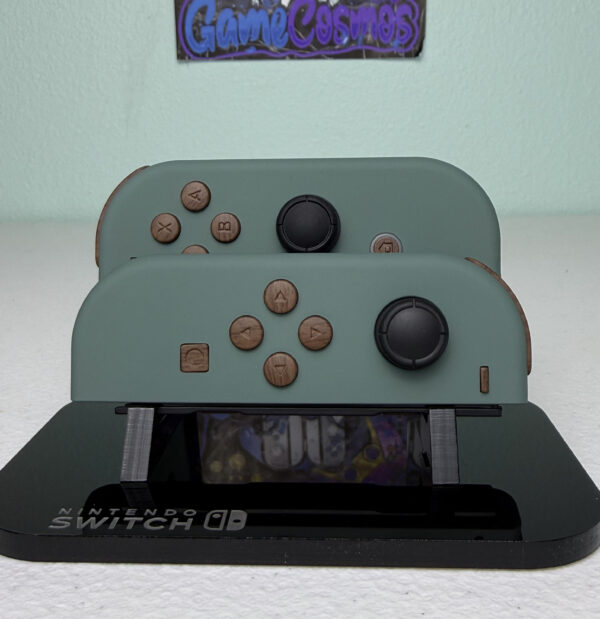 Pine Green Soft Touch - Woodgrain Accents - Custom Joycons for Nintend Switch - Image 2