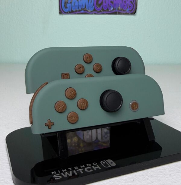 Pine Green Soft Touch - Woodgrain Accents - Custom Joycons for Nintend Switch - Image 3