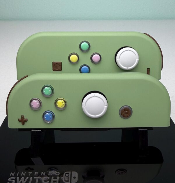 Matcha With Colored Hearts - Woodgrain accents - Custom Joycons for the Nintend Switch - Image 2