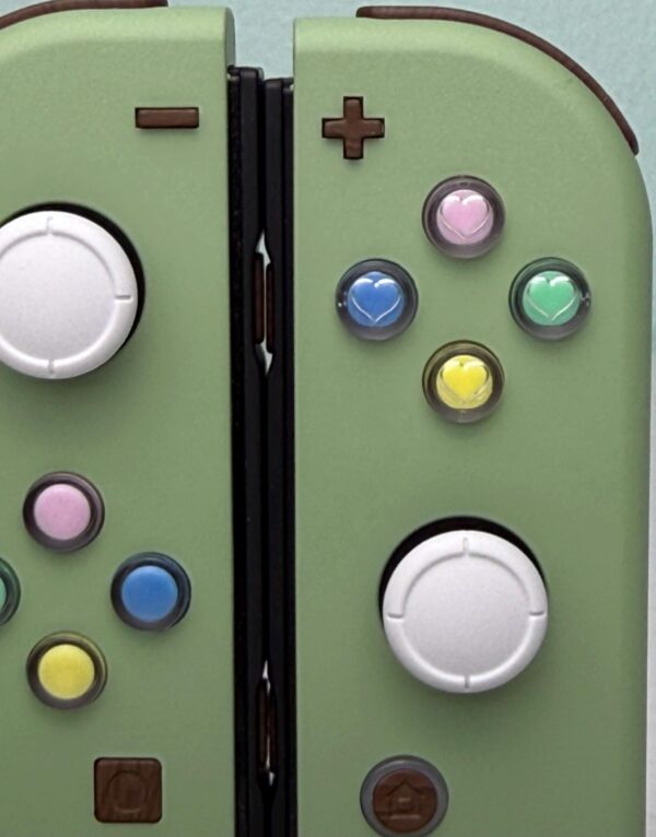 Matcha With Colored Hearts - Woodgrain accents - Custom Joycons for the Nintend Switch - Image 3