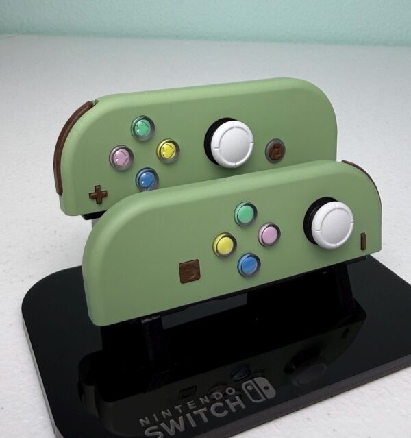 Matcha With Colored Hearts - Woodgrain accents - Custom Joycons for the Nintend Switch - Image 5