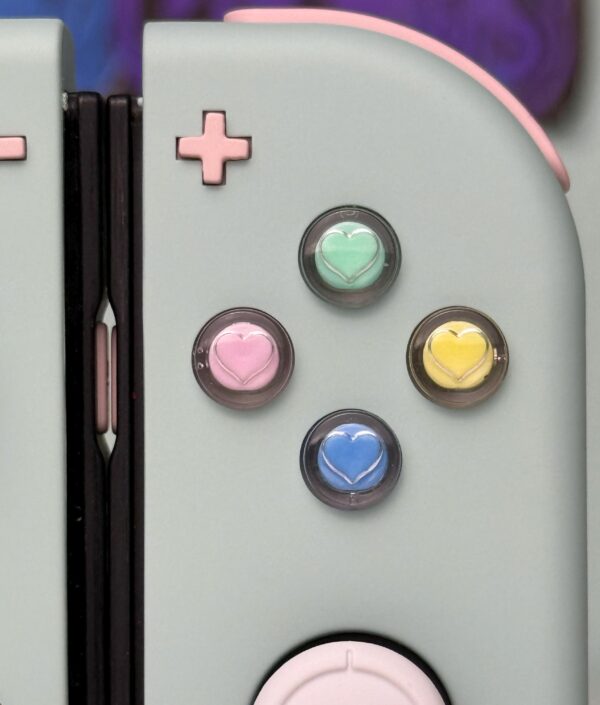 Light Cyan With Colored Hearts - Pink Accents - Custom Joycons for the Nintend Switch - Image 3