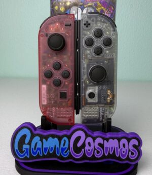 Clear Pink & Clear - Black Accents - Custom Joycons for the Nintend Switch