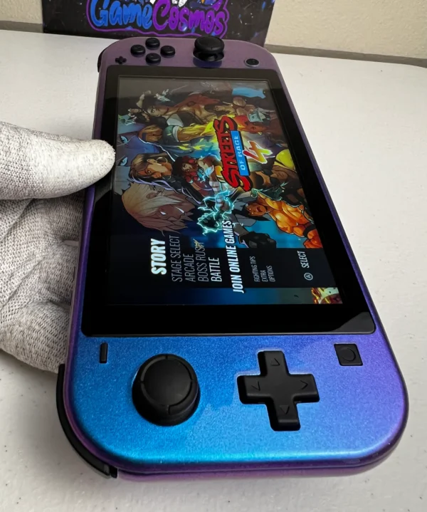Two-Tone Glossy Blue Chameleon - Black Accents - Custom Switch Lite - Image 4
