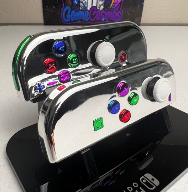 Silver Chrome - Colorful Shiny Buttons - Custom Joycons for the Nintend Switch - Image 3