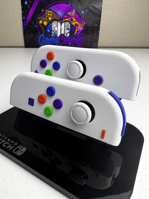 Soft Touch Pure White - Colorful Buttons - Custom Joycons for the Nintend Switch - Image 3