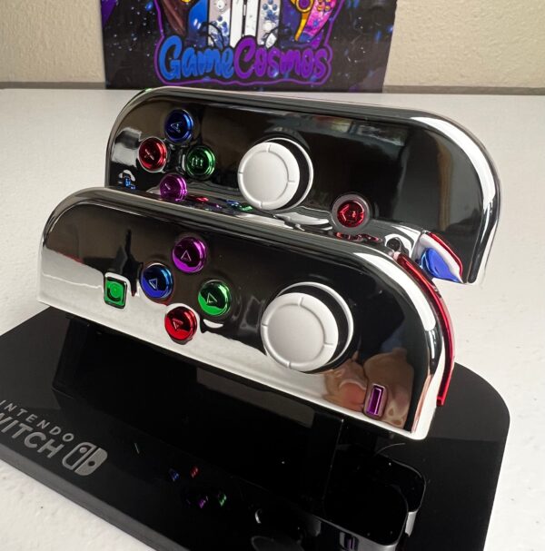 Silver Chrome - Colorful Shiny Buttons - Custom Joycons for the Nintend Switch - Image 2