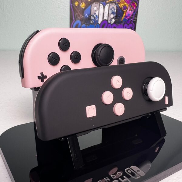 Sakura Pink & Black - Soft Touch Finish - Custom Joycons for the Nintend Switch - Image 3