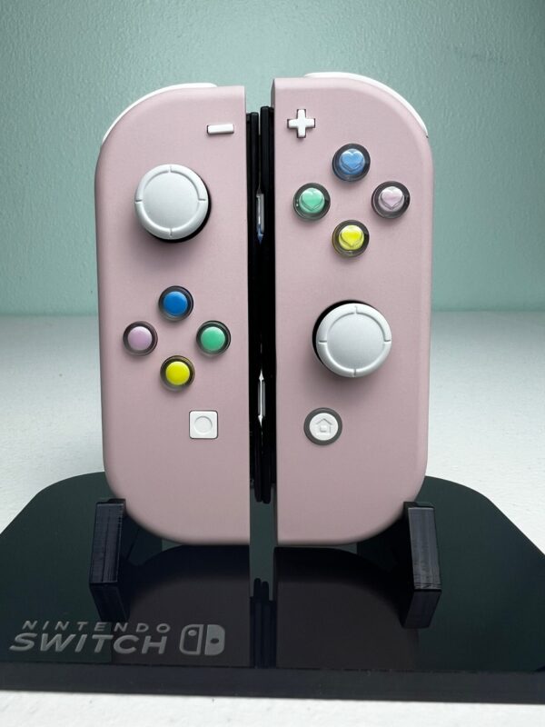 Sakura Pink Soft Touch - Colorful hearts - Custom Joycons for the Nintend Switch - Image 2