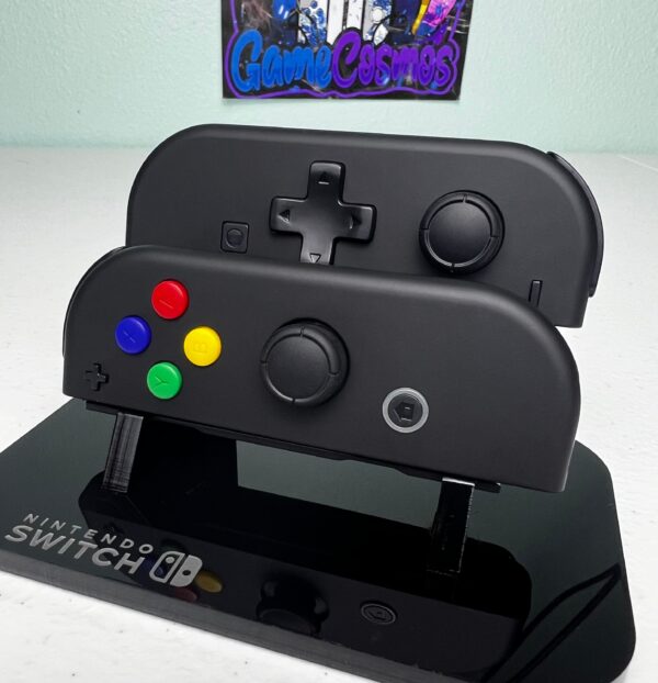 Soft Touch Midnight Black - DPAD Colored ABXY - Custom Joycons for the Nintend Switch - Image 2
