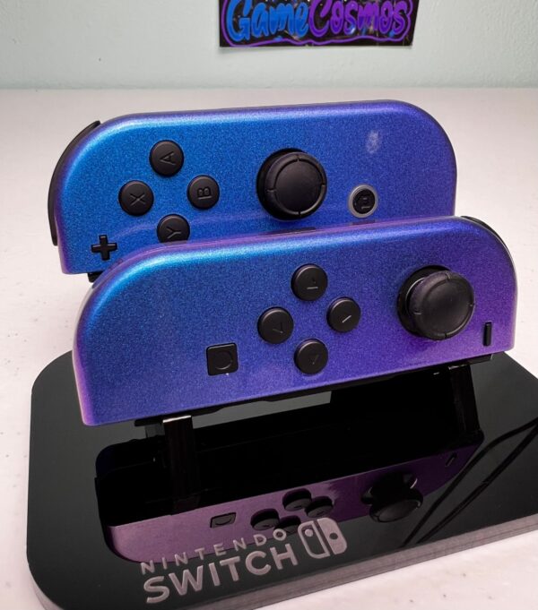 Glossy Chameleon Blue - Black Accents - Custom Joycons for the Nintend Switch - Image 2