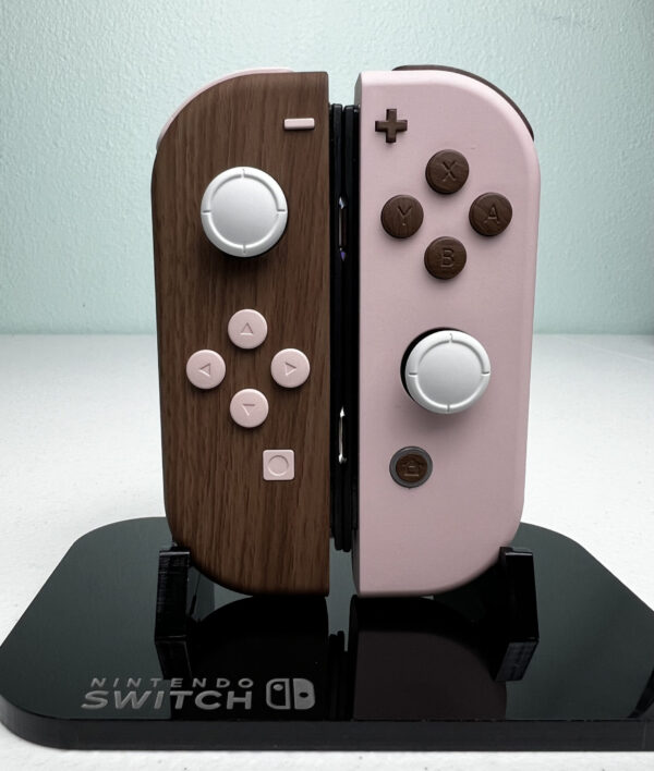 Woodgrain & Sakura Pink - Soft Finish - Custom Joycons for the Nintend Switch - Image 3