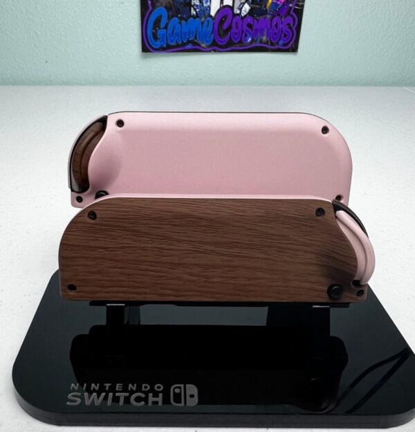 Woodgrain & Sakura Pink - Soft Finish - Custom Joycons for the Nintend Switch - Image 5