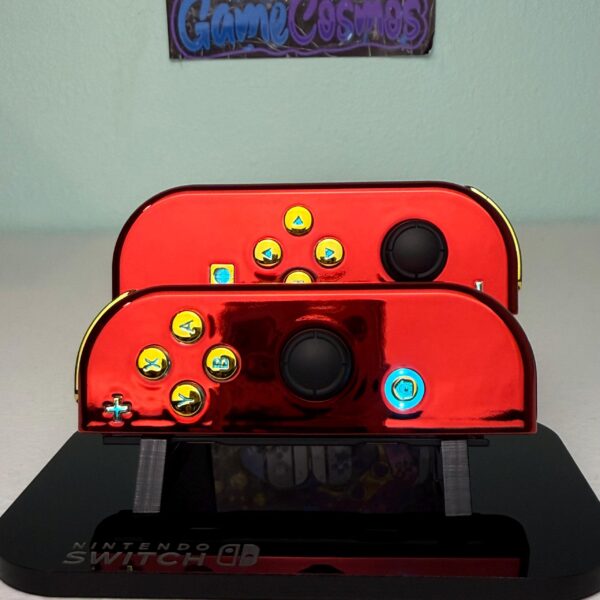 Ironman Inspired - Chrome Red and Gold - RGB LED - Custom Joycons for the Nintend Switch - Image 3
