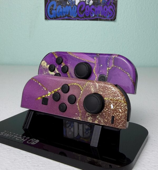 Glossy Glitter Gold - Black Accents - Custom Joycons for the Nintend Switch - Image 2