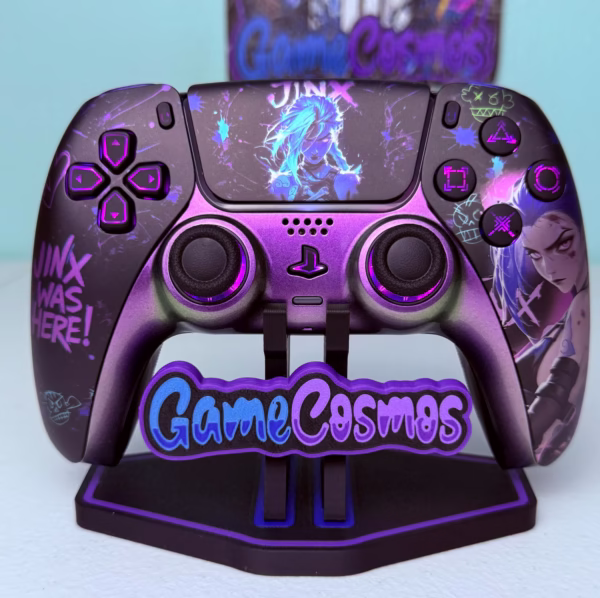 Jinx Arcane League Of Legends - RGB LED - Custom Wireless Controller 4 PS5 Or PC