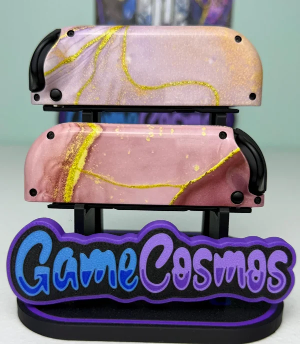 Glossy Pink Glitter - Black Accents - Custom Joycons for the Nintend Switch - Image 3