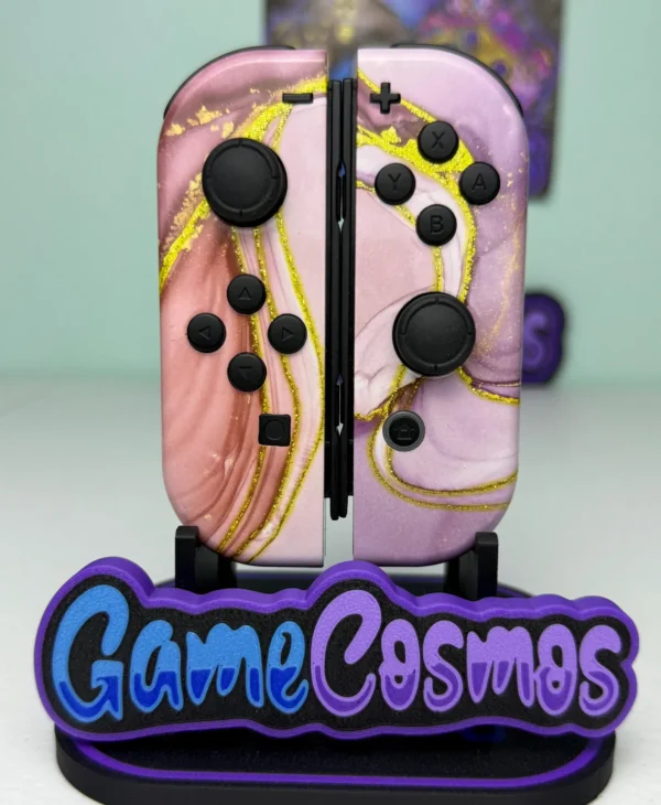 Glossy Pink Glitter - Black Accents - Custom Joycons for the Nintend Switch - Image 2
