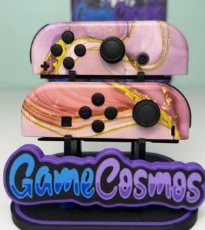 Glossy Pink Glitter - Black Accents - Custom Joycons for the Nintend Switch