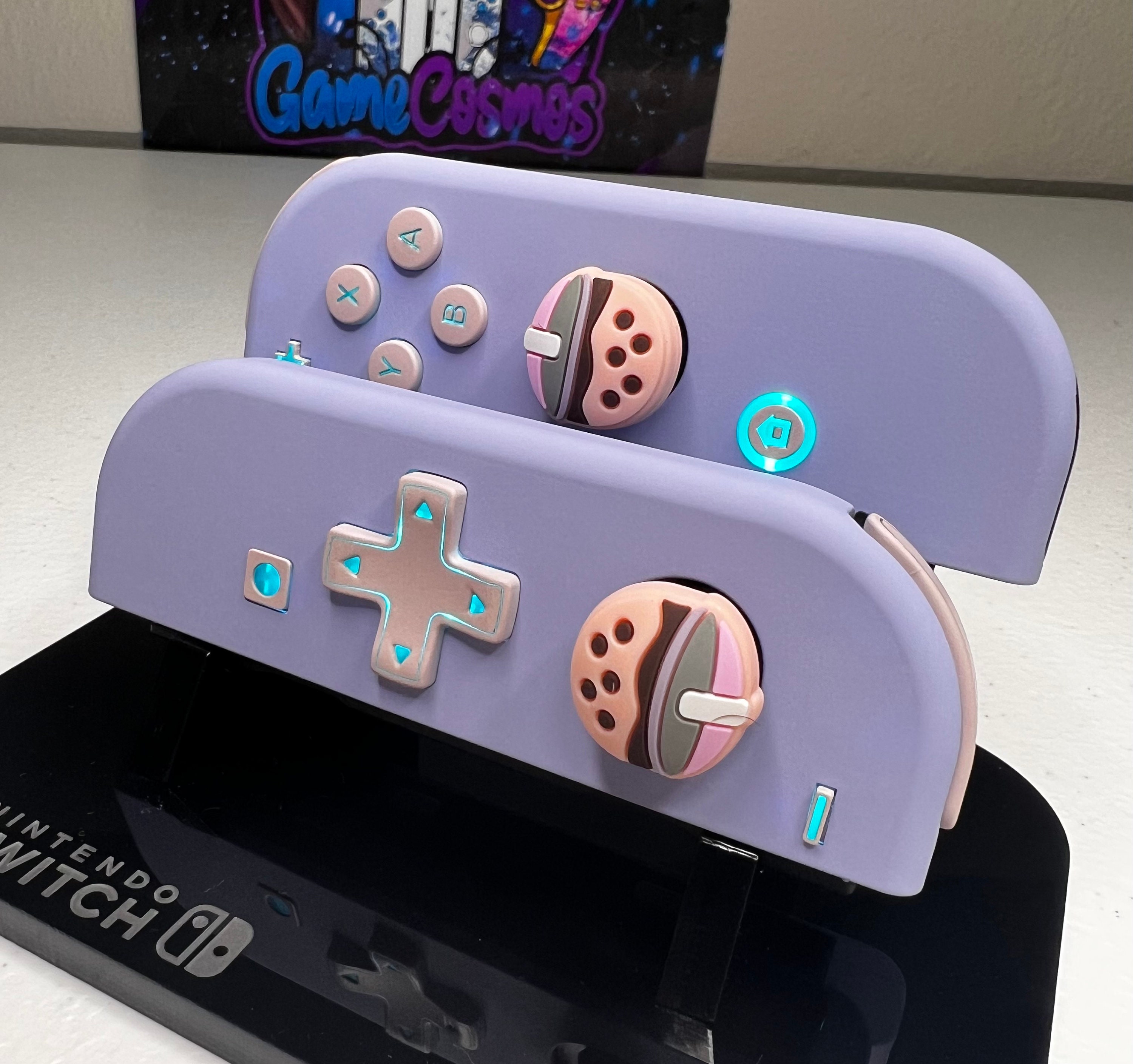 Boba Tea theme - Violet Pink - RGB LED - Custom Joycons for the Nintend Switch - Image 3
