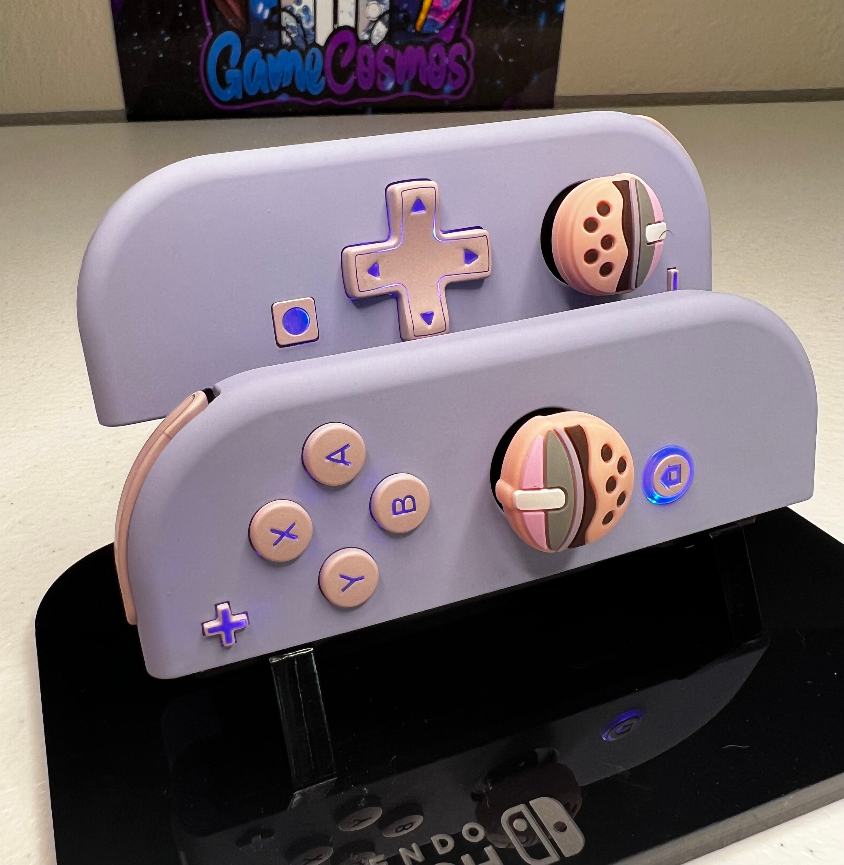 Boba Tea theme - Violet Pink - RGB LED - Custom Joycons for the Nintend Switch - Image 2