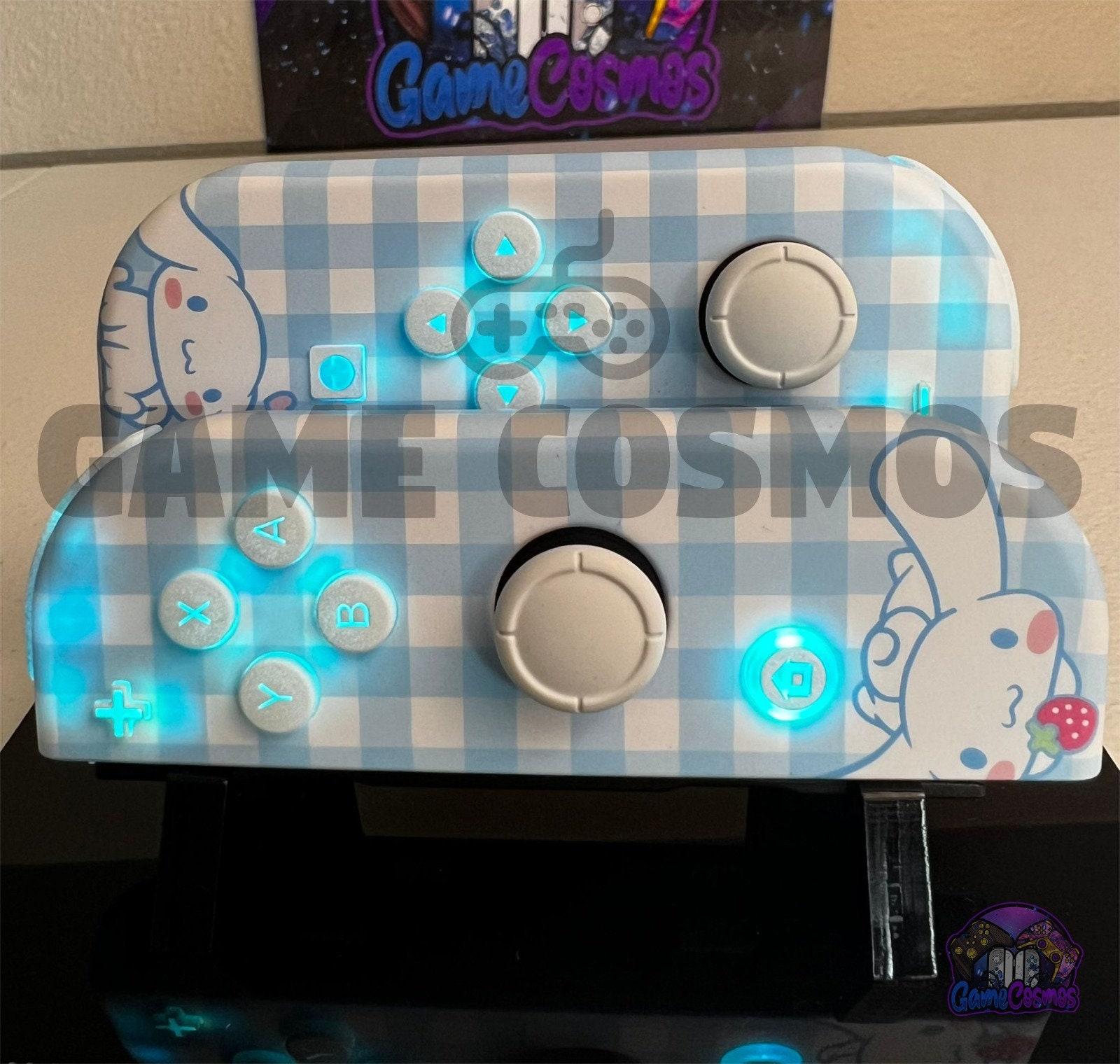 Cute Cartoon Theme - Baby Blue White Pastel - Custom Joycons for the Nintend Switch - Image 2