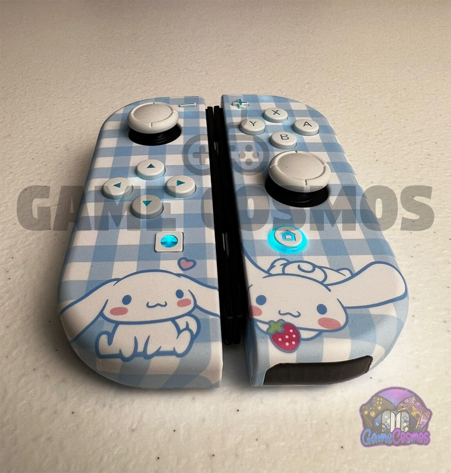Cute Cartoon Theme - Baby Blue White Pastel - Custom Joycons for the Nintend Switch