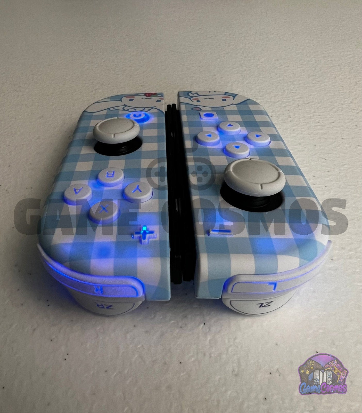 Cute Cartoon Theme - Baby Blue White Pastel - Custom Joycons for the Nintend Switch - Image 4