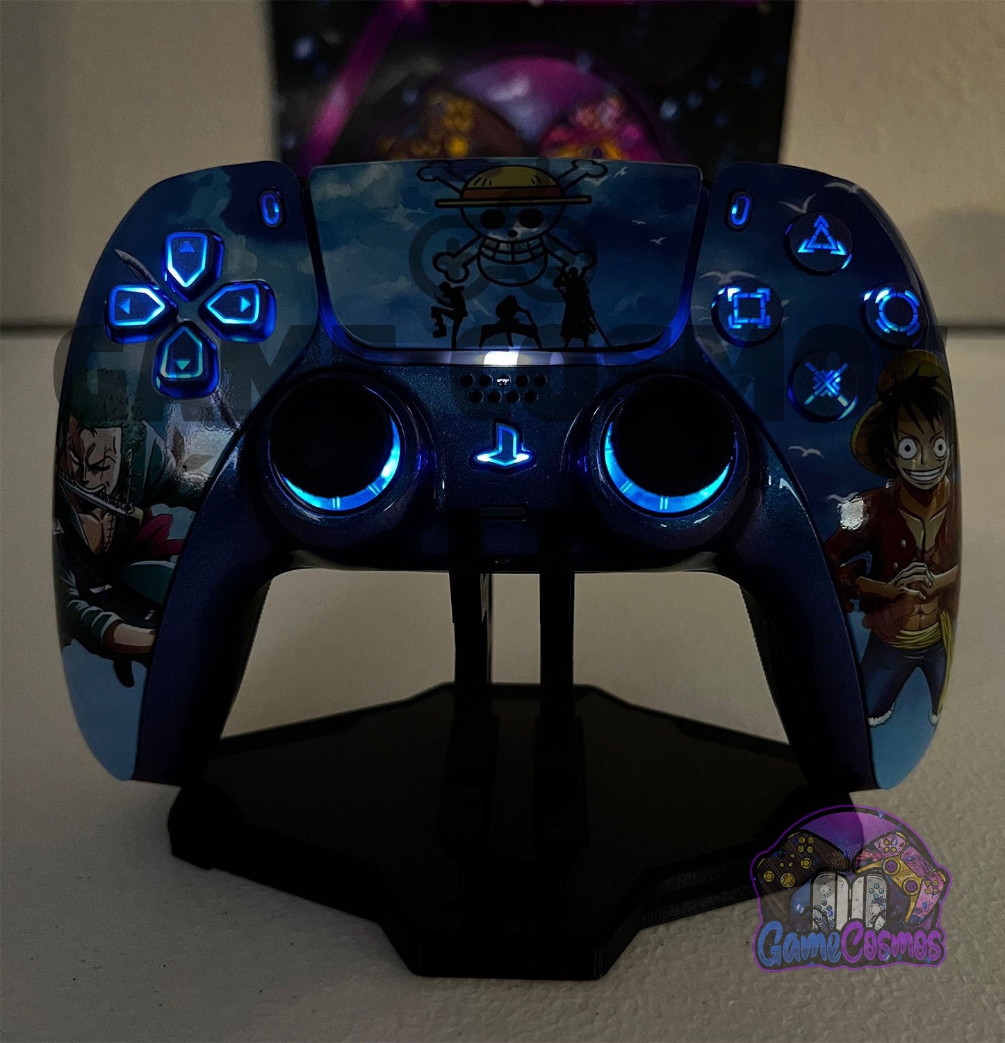 Anime Manga Pirates - Chameleon Blue - RGB LED - Custom Wireless Controller for PS5 Or PC - Image 2
