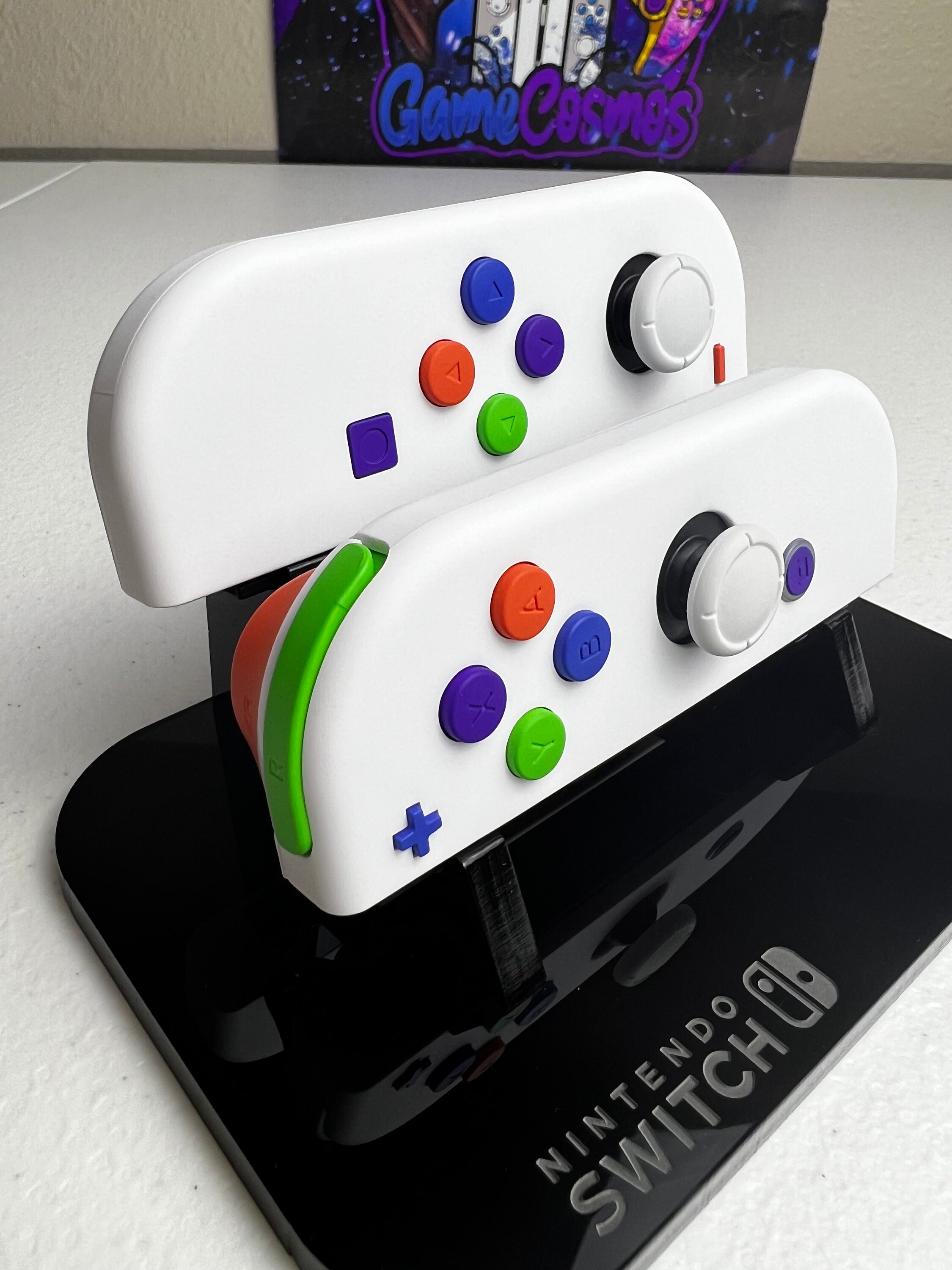 Soft Touch Pure White - Colorful Buttons - Custom Joycons for the Nintend Switch - Image 2