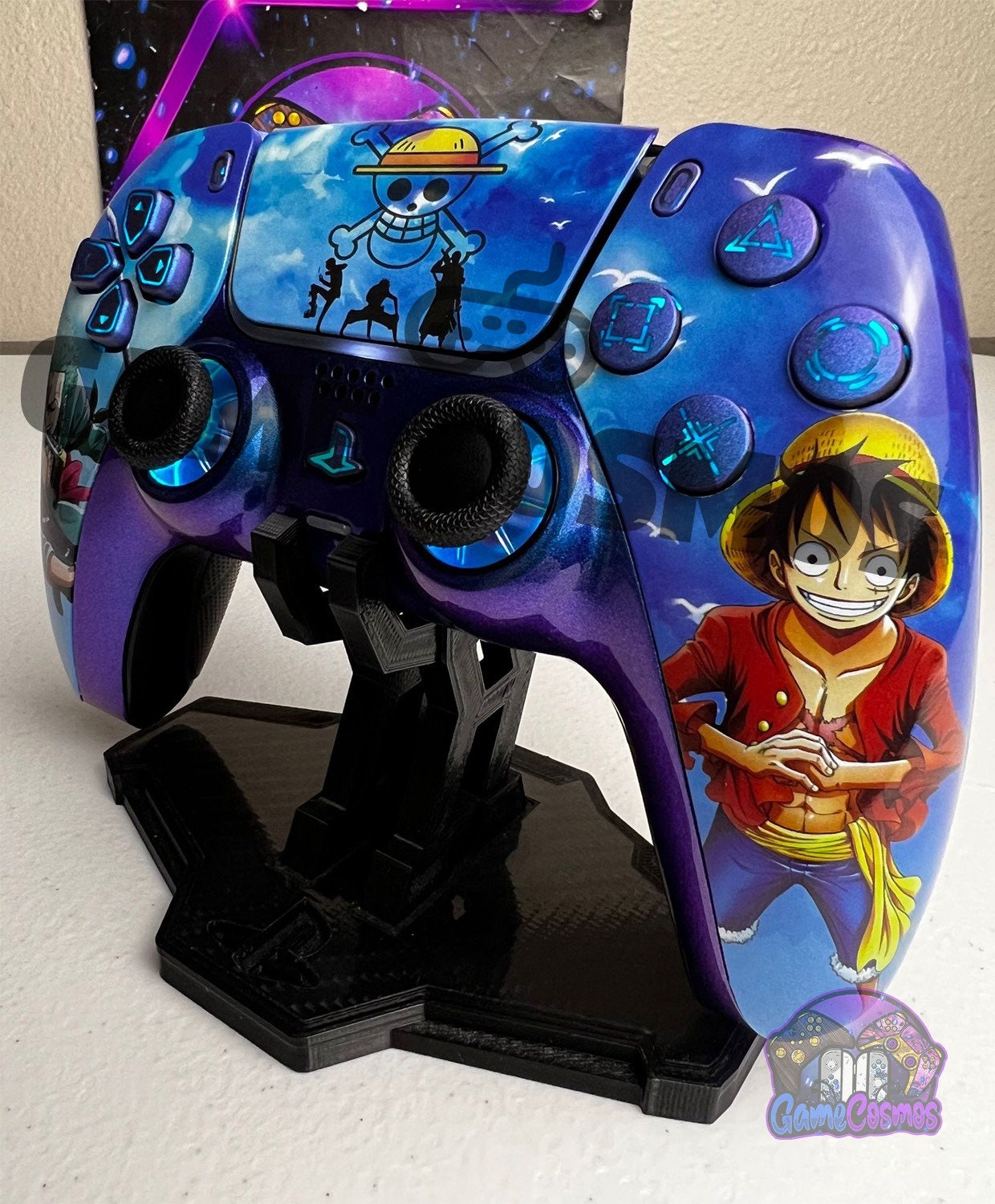 Anime Manga Pirates - Chameleon Blue - RGB LED - Custom Wireless Controller for PS5 Or PC - Image 4