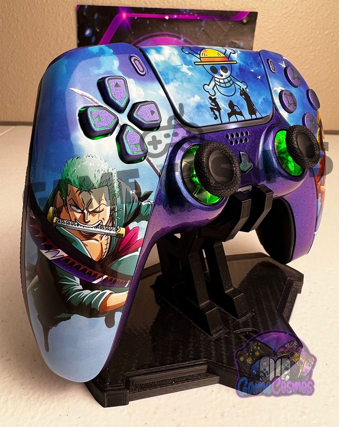 Anime Manga Pirates - Chameleon Blue - RGB LED - Custom Wireless Controller for PS5 Or PC - Image 3