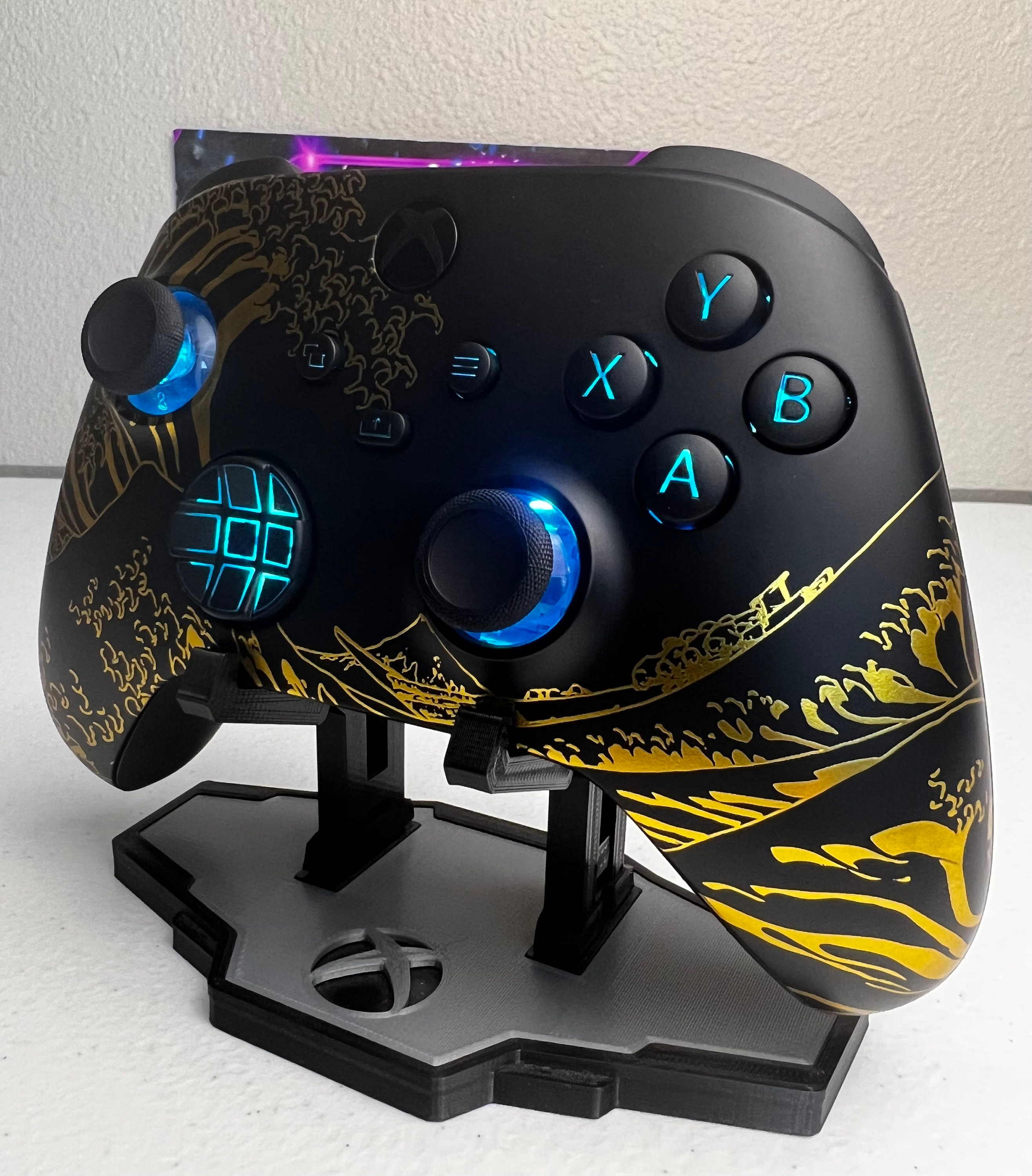 Golden Wave Black Kanagawa - RGB LED - Custom Wireless Controller for Xbox Or PC - Image 4