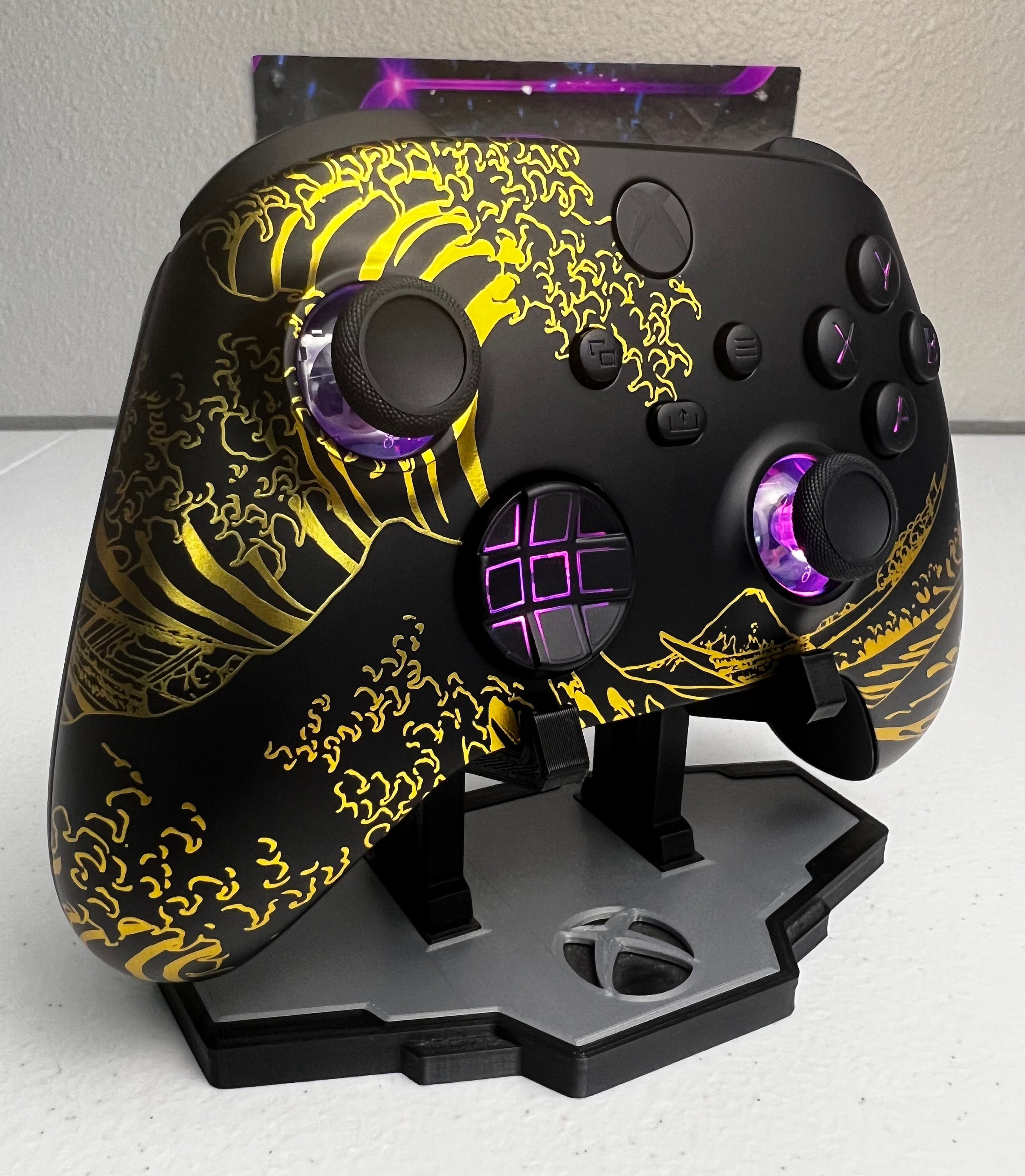 Golden Wave Black Kanagawa - RGB LED - Custom Wireless Controller for Xbox Or PC - Image 3