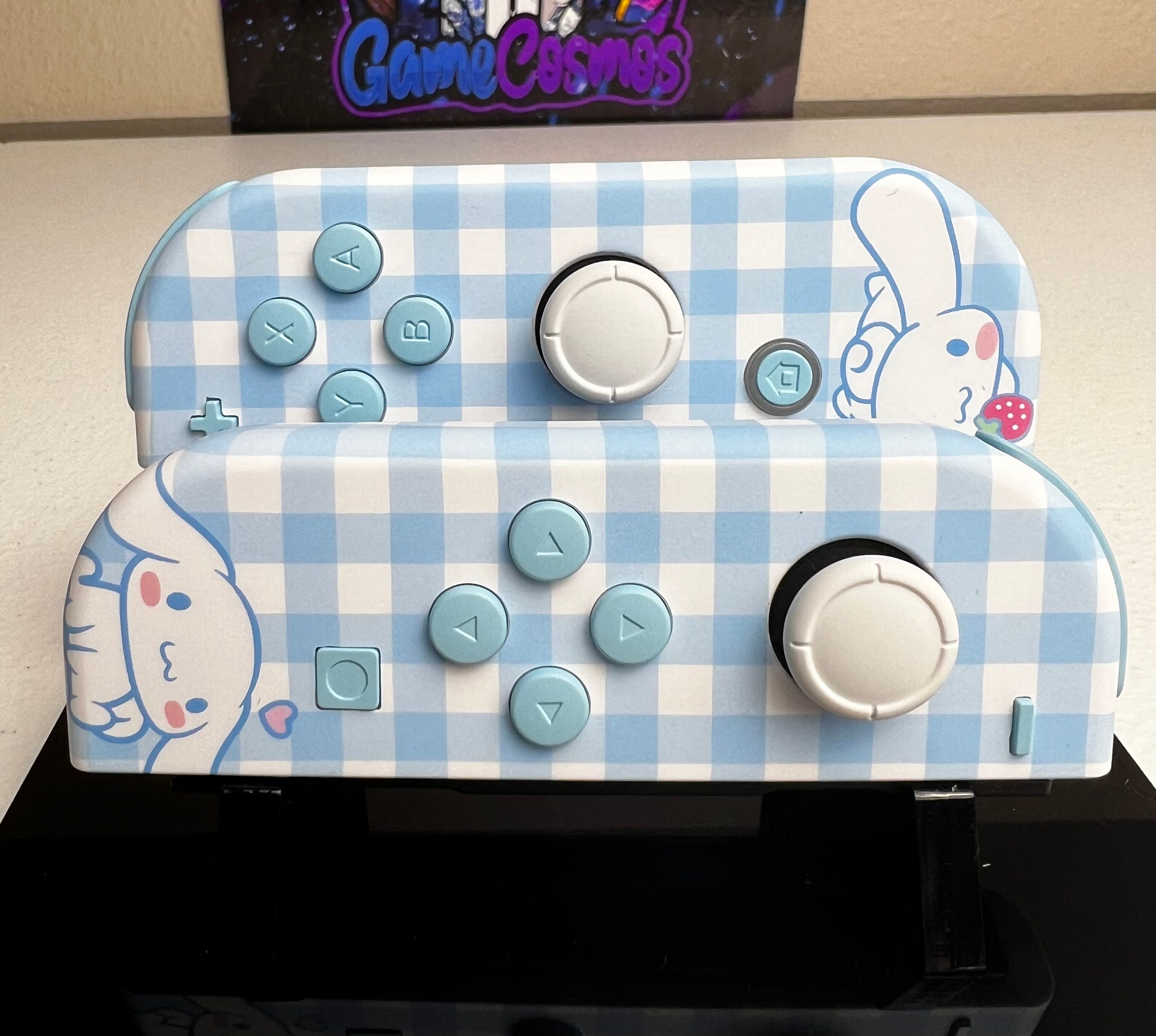 Cute Cartoon Theme - Baby Blue White Pastel - Custom Joycons for the Nintend Switch - Image 7