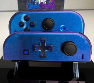 Glossy Chameleon Blue  - RGB LED - DPAD - Custom Joycons for the Nintend Switch
