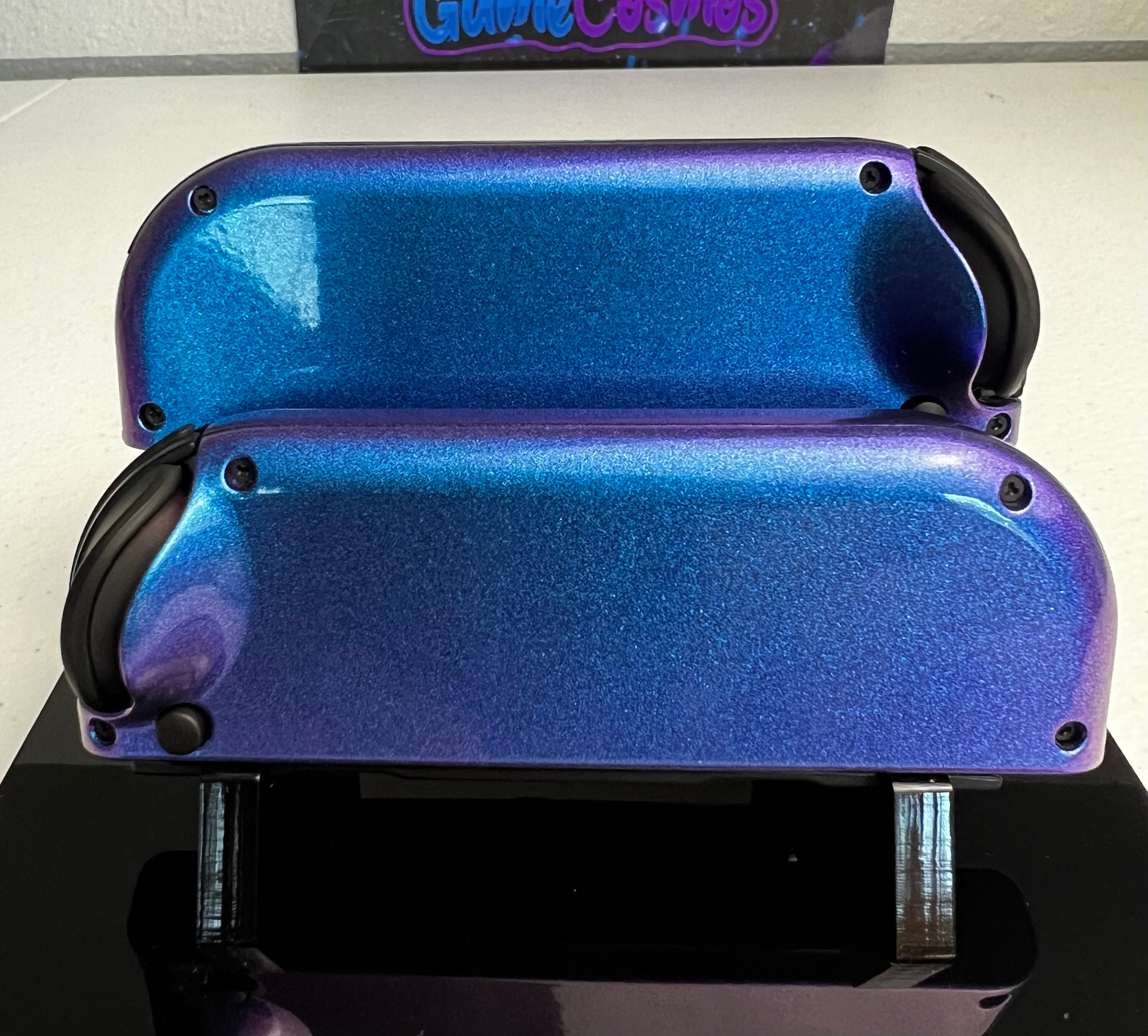 Glossy Chameleon Blue - RGB LED - DPAD - Custom Joycons for the Nintend Switch - Image 4