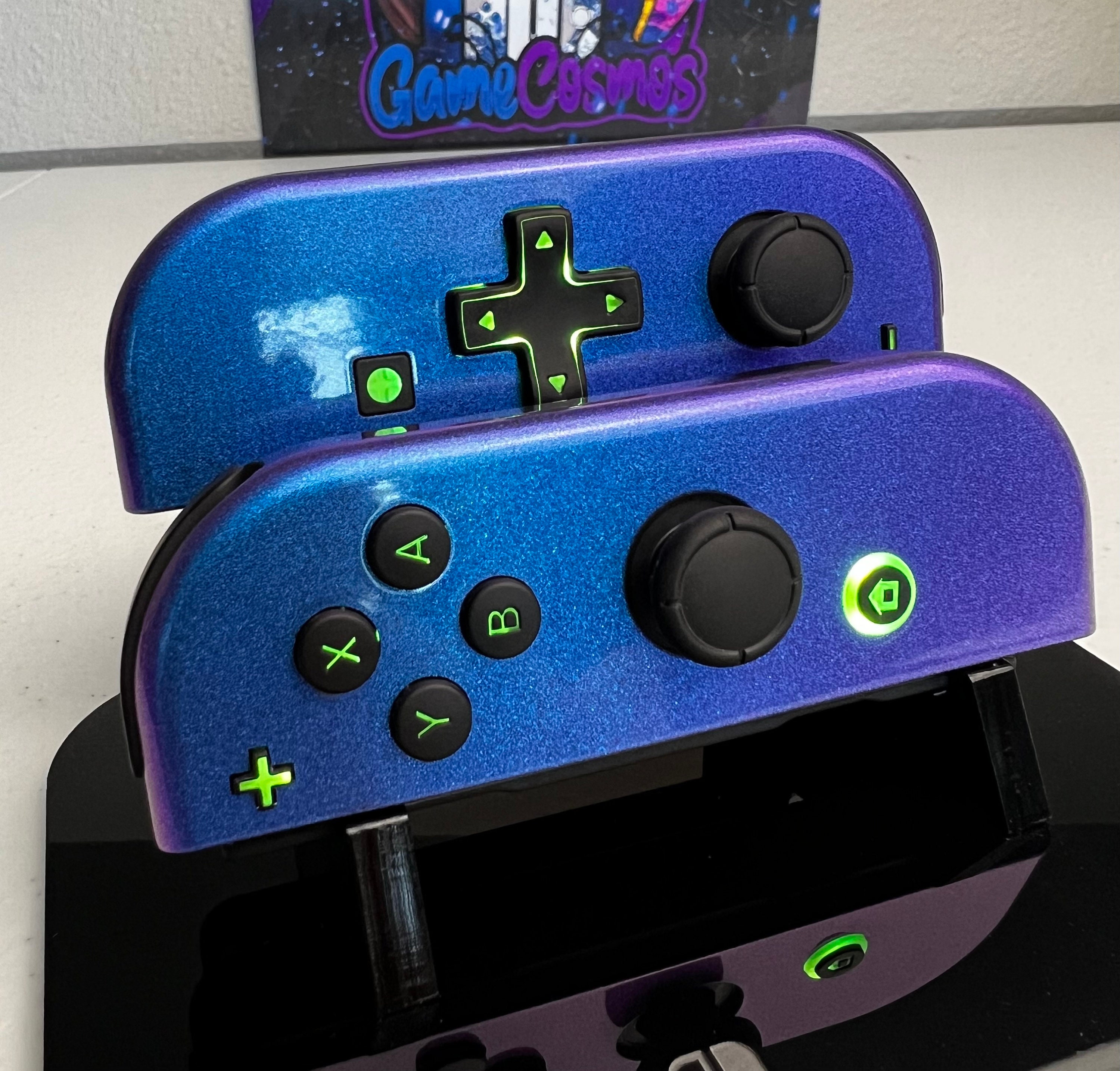 Glossy Chameleon Blue - RGB LED - DPAD - Custom Joycons for the Nintend Switch - Image 2