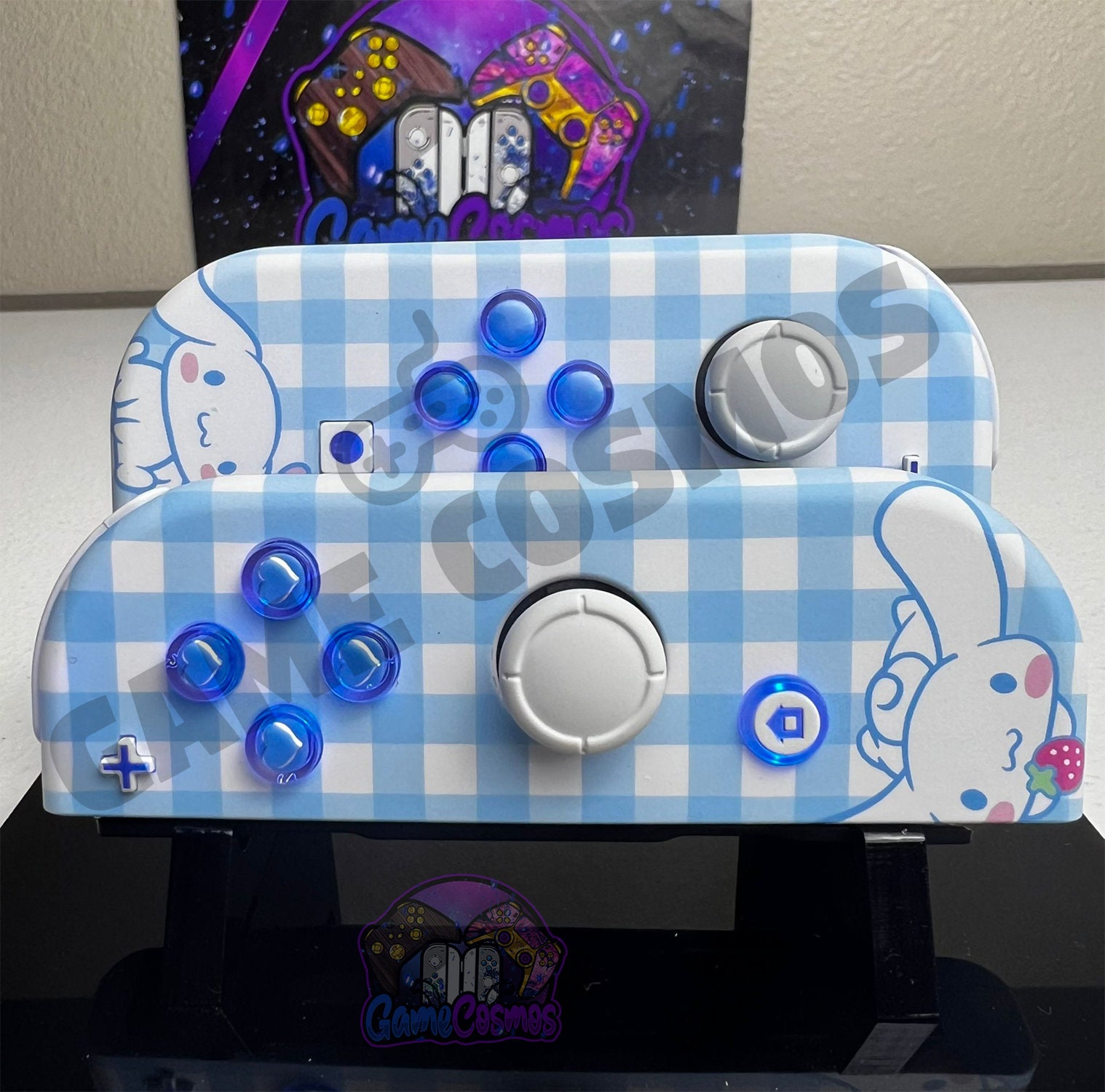 Cute Cartoon Theme - Baby Blue White Pastel - Custom Joycons for the Nintend Switch - Image 8